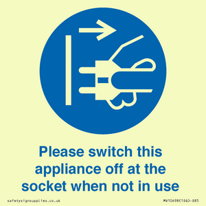 Please switch this appliance off at the socket when not in use